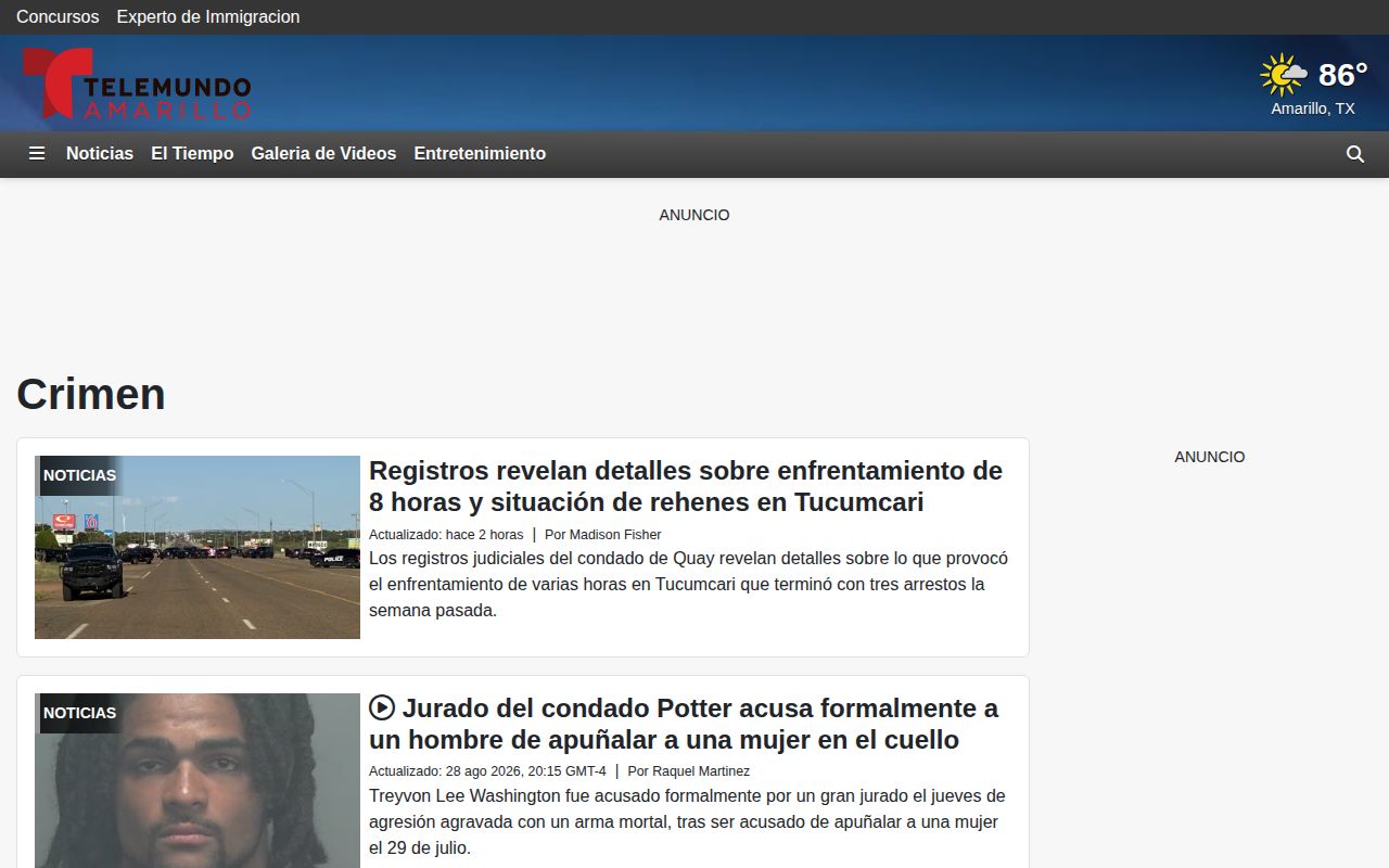 Potter County crime news source, Telemundo Amarillo Crime section